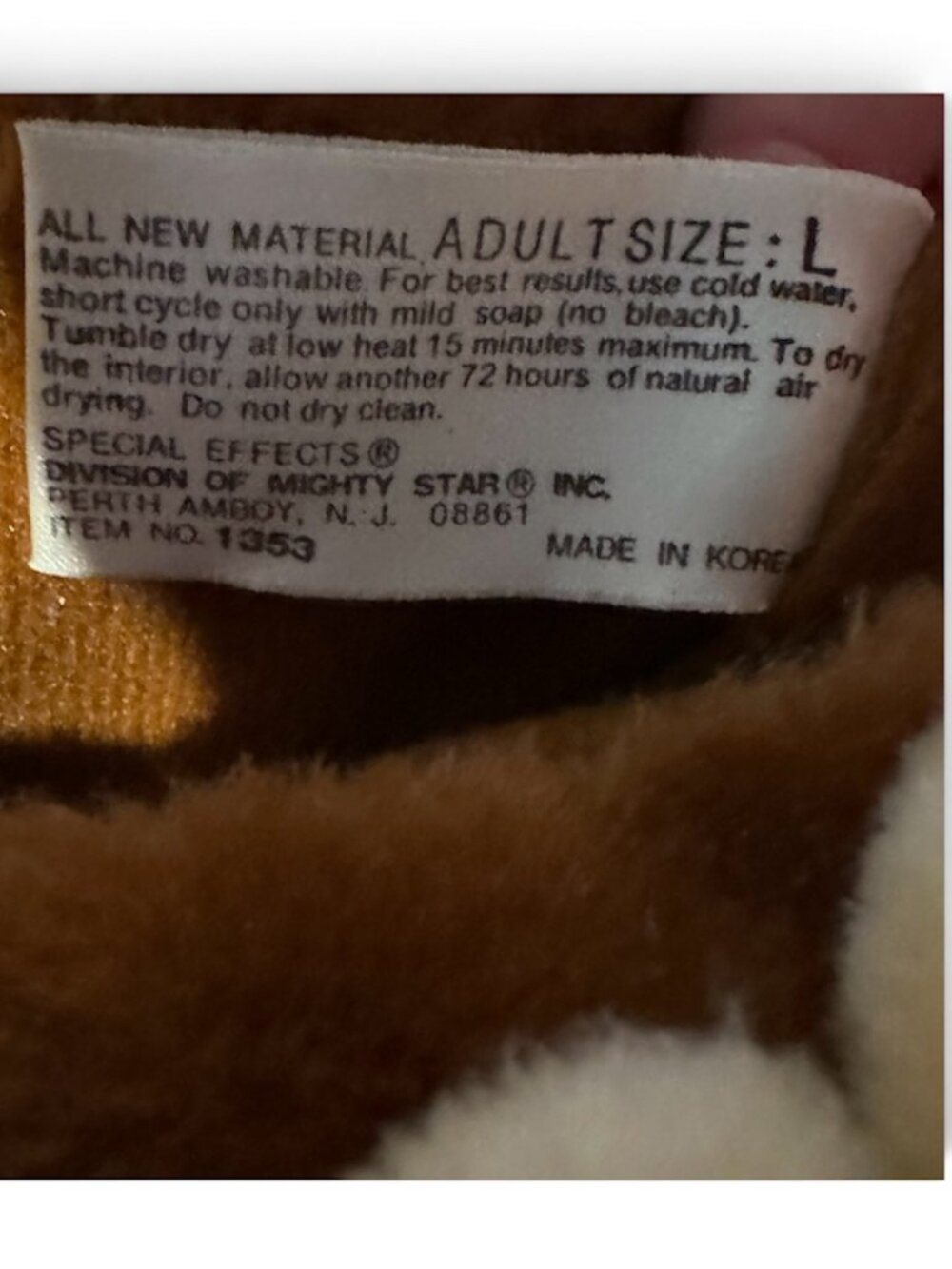 Vintage Bullwinkle Plush Slippers (NWT), Size Large, from the 24K Company (1985) - Picture 7 of 9
